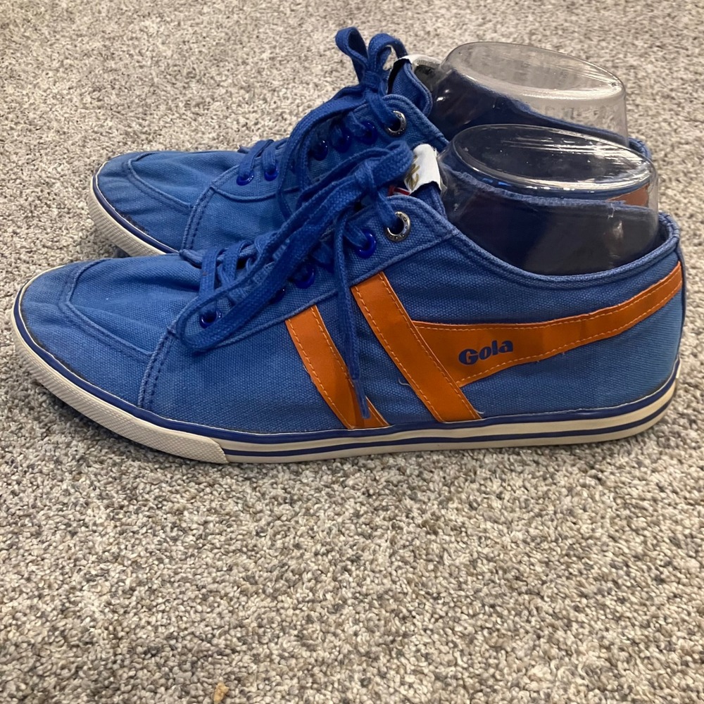 Gola Comet Canvas Blue Orange Stripe Low Top Sneakers Britpop Retro Womens 9